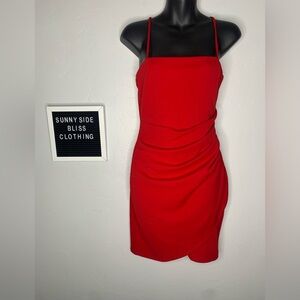 Windsor Wrapped In Stylist Crepe Red Bodycon Mini Dress Size Medium